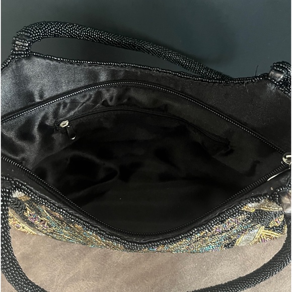 Intricate Beaded Purse. Small Handbag made of Satin and Acrylic Beads. - Picture 6 of 12